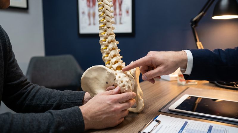 Omurga ve pelvis modelinde sakrum ve kuyruk sokumunun gösterilmesi