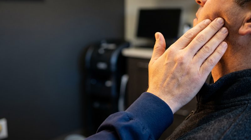 Kulak önünde çene ekleminin palpasyonla muayenesi